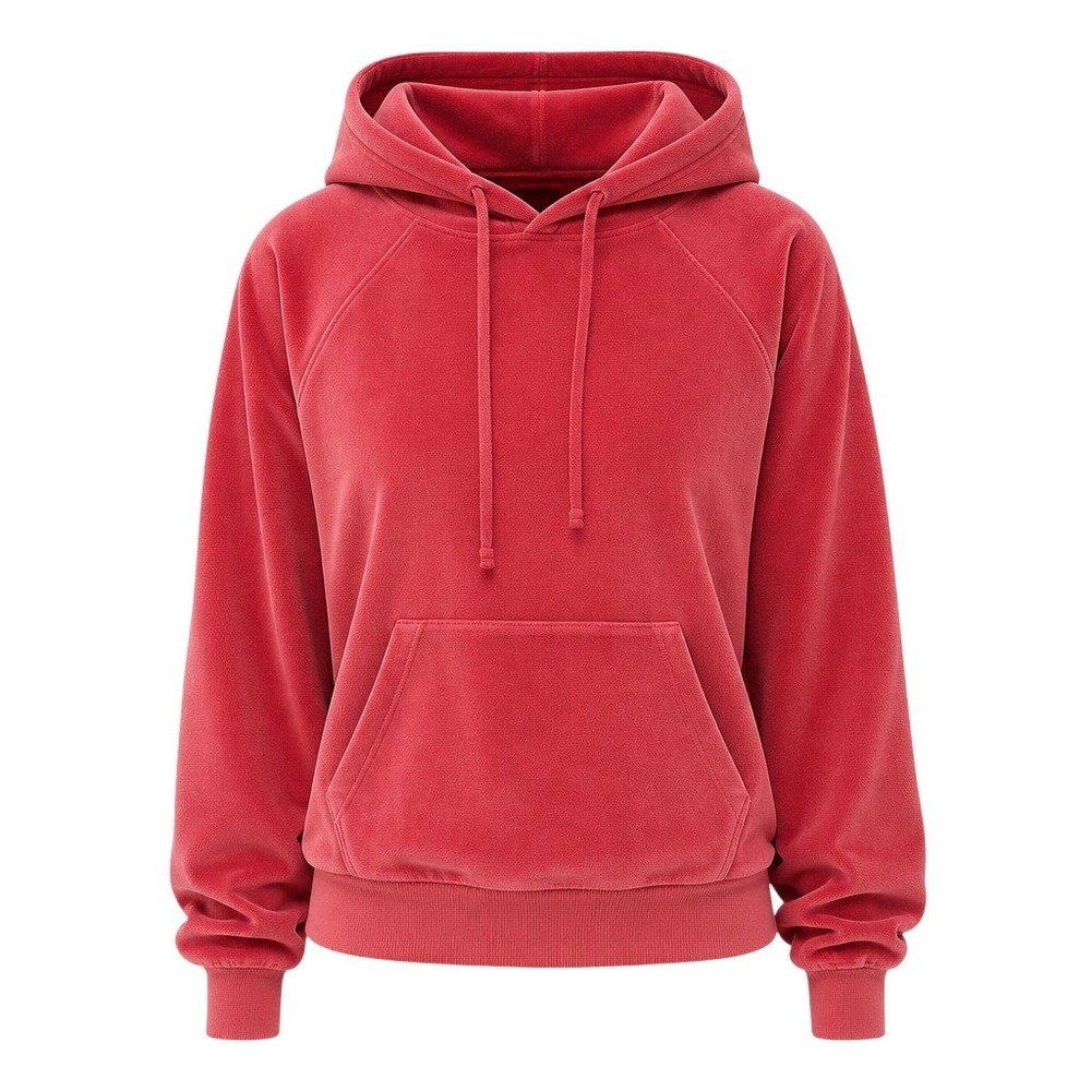 J.Crew Y2K Terry Velour Hoodie Size M Coral Red Plush Loungewear Athleisure EUC